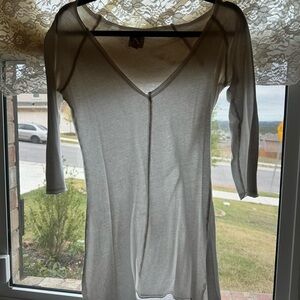 CO Sheer Cream V-Neck Top